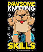 Pawsome Knitting Skills Dog Knitting Digital Art by Mister Tee