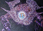 Peace and Harmony Embrace around Earth Mandala Painting by Claude Theriault