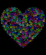 Peace And Love Peace Sign Heart Digital Art by Flippin Sweet Gear