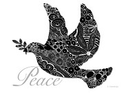 Peace Dove Black And White Art Painting by Sharon Cummings