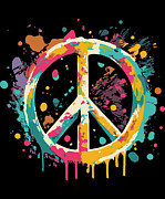 Peace Sign Paint Splatter Graffiti Digital Art by Flippin Sweet Gear