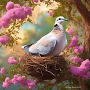 Peaceful Dove in Nest Digital Art by Cindy's Creative Corner