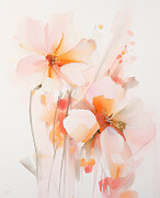 Peach and Pink Flowers Art Painting by Lourry Legarde