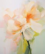 Peach and White Art Painting by Lourry Legarde