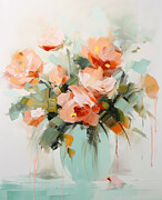 Peach Flowers Art Painting by Lourry Legarde Peach Flowers Art Painting by Lourry Legarde