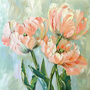 Peach Parrot Tulips Painting by Tina LeCour Peach Parrot Tulips Painting by Tina LeCour