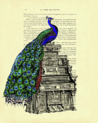 Peacock sitting on organ collage art Digital Art by Madame Memento