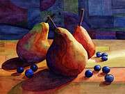 Pears and Blueberries Painting by Hailey E Herrera
