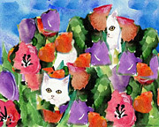 Peeping Kitties Painting by Follow Themoonart