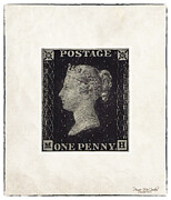 Penny Black Postage Stamp Mixed Media by Pennie McCracken Penny Black Postage Stamp Mixed Media by Pennie McCracken