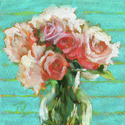 Peonies and Roses Painting by Roxanne Dyer