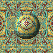 Perspective-Retro Art Deco Fractal Pattern and Orb  Digital Art by Shelli Fitzpatrick