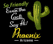 Phoenix Arizona Funny Vintage Cactus Digital Art by Flo Karp