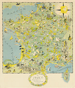 Willy Landelle - La France Touristique et Gastronomique - 1948 Digital Art by Vintage Map