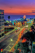 Pier Vertical Night Traffic Photograph by David Zanzinger