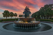 Pineapple Fountain Sunset - Charleston - Waterfront Park Photograph by Dale Powell Pineapple Fountain Sunset - Charleston - Waterfront Park Photograph by Dale Powell