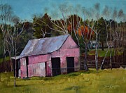 Pink Barn - Southern Charm Painting by Jan Dappen Pink Barn - Southern Charm Painting by Jan Dappen