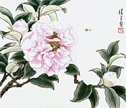 Pink Camellias IV Painting by Ren Yu Pink Camellias IV Painting by Ren Yu