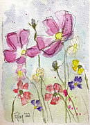 Pink Cosmos Painting by Roxy Rich