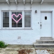 Pink Heart In Window Photograph by Julie Gebhardt