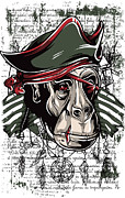 Pirate Monkey Digital Art by Jacob Zelazny