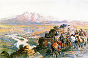 Planning the Attack on the Wagon Train 1900 Painting by Charles Marion Russell