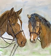 Ponies Painting by Diane Ziemski