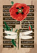 Poppy and dragonfly collage Digital Art by Johanna Virtanen