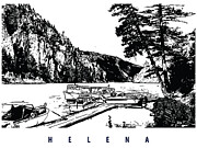Port in Helena to Great Falls. Black and White Digital Art by Long Shot