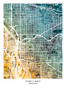 Portland Oregon City Map #16 Digital Art by Michael Tompsett