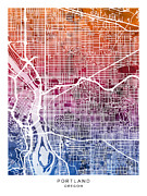 Portland Oregon City Map #17 Digital Art by Michael Tompsett