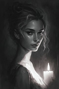 Portrait by candlelight, 01 Painting by AM FineArtPrints Portrait by candlelight, 01 Painting by AM FineArtPrints