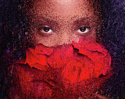 Portrait With Red Roses Digital Art by Alex Mir