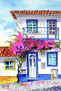 Portuguese House with Bougainvillea Painting Painting by Dora Hathazi Mendes Portuguese House with Bougainvillea Painting Painting by Dora Hathazi Mendes