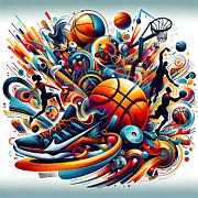 Poster collage of basketball -2 Digital Art by Retro Movie Posters