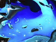 Pour Islands Blue and Black Abstract Acrylic Pouring Painting by Matthias Hauser
