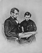President Abraham Lincoln and Tad Lincoln Photograph by US Archives