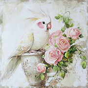 Pretty White Parrot Painting by Tina LeCour