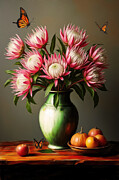 Protea Wall Art Floral Still Life Digital Art by Vintage Wall Art
