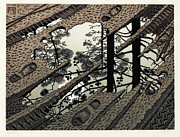 Puddle Drawing by MC Escher