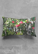 Puerto Rico Flowers Pillow Mixed Media by Nancy Graham
