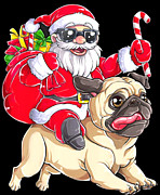 Pug Santa Digital Art by Jacob Zelazny