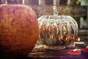 Pumpkins and Candles Photograph by Sharon Popek