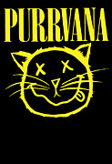 Purrvana Funny Cat Grunge Music Musician Digital Art by Jacob Zelazny