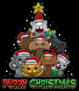 Purry Christmas Merry Christmas For Cat Owners Digital Art by Mister Tee