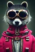 racoon  robot  anthropomorphic  Gucci  fashion  photoreali  645645563d9d05e  927b  64522b  950e  064 Painting by Celestial Images