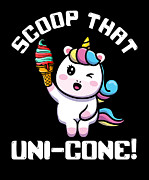 Rainbow Cute Unicorn Ice Cream Lover Mythical Digital Art by Toms Tee Store