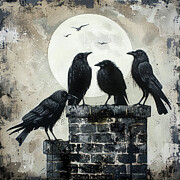 Ravens By The Moon Painting by Tina LeCour Ravens By The Moon Painting by Tina LeCour