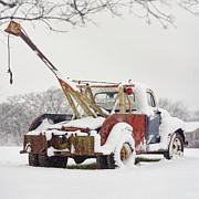 Ready for Action - Vintage tow truck at Olson's Auto Exchange near Stoughton WI Photograph by Peter Herman