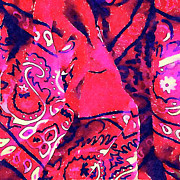 Red Bandana Abstract Watercolor Painting  Mixed Media by Shelli Fitzpatrick